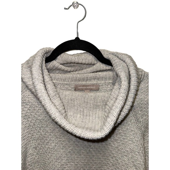 Banana Republic Funnel Neck Sweater Light Gray Merino Wool Alpaca Blend Medium - Picture 2 of 6